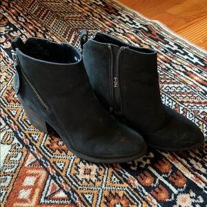 Blondo Waterproof Black Ankle Boots with Side Zipper and Low Heel